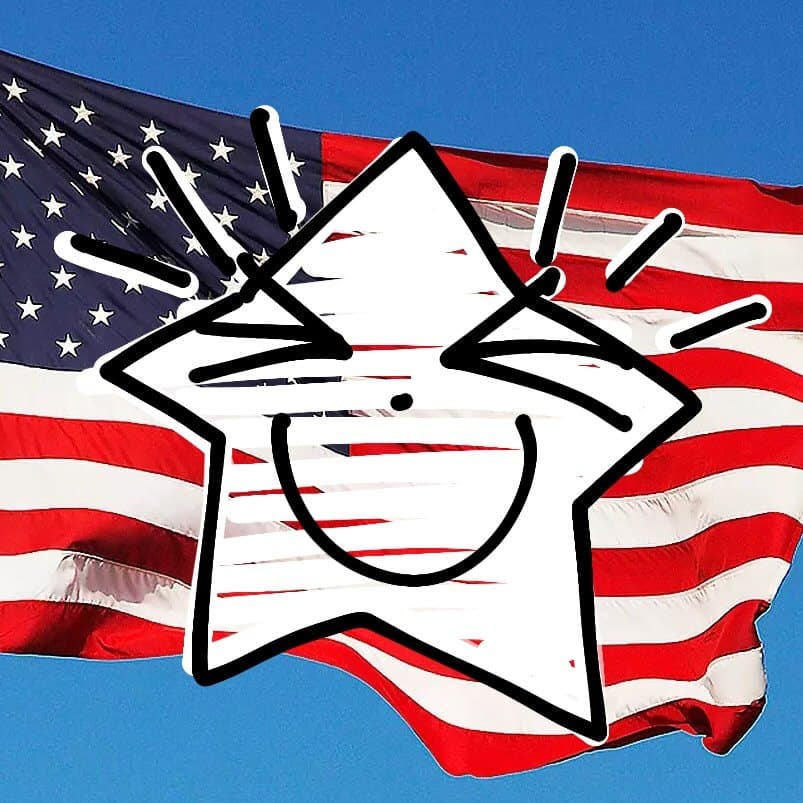 USKO star mascot waving an American flag